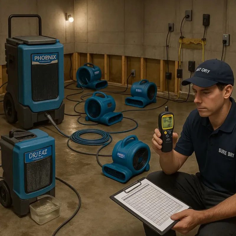 Structural Drying and Dehumidification process in McCamey, TX